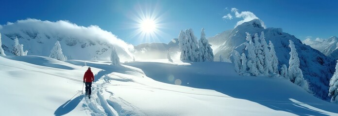 Poster - Snowshoeing in a Snowy Mountain Landscape