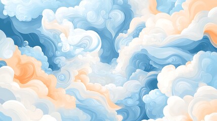 Wall Mural - Abstract Blue and White Cloud Swirls Background