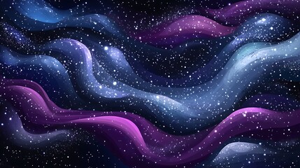 Wall Mural - Abstract Galaxy Background with Wavy Stripes and Stars