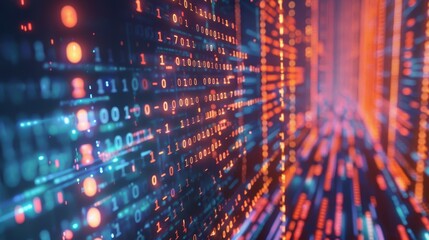 Binary code creating futuristic technology background