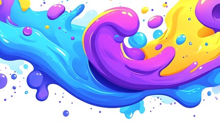 Wall Mural - Abstract Colorful Liquid Shapes and Bubbles