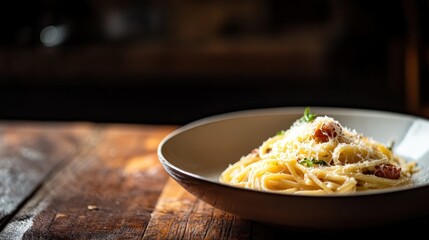 Poster - A bowl of pasta with cheese on top