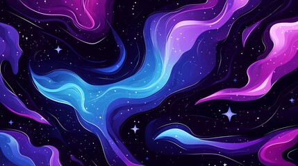 Sticker - Abstract Galaxy Background with Swirling Nebula and Stars