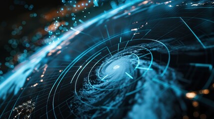 Wall Mural - hurricane tracking system showing hurricane forming over planet earth