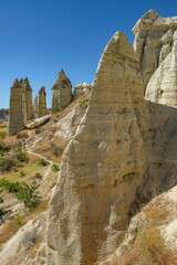 Wall Mural - Unique geological formations in Love Valley in Cappadocia, Turkey.