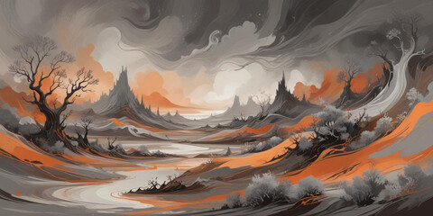 Wall Mural - A-surreal-abstract-landscape-