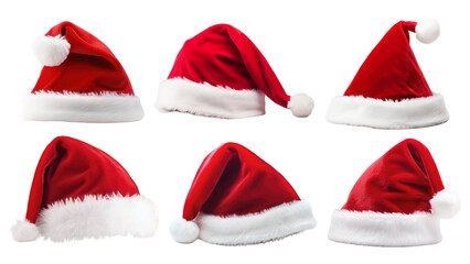 Canvas Print - PNG Santa hat design element set, transparent background