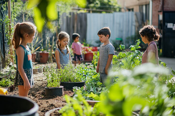 Poster - Educational Permaculture Garden in City School Yard Teaching Sustainable Practices  