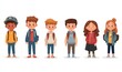 © Visual Prospects - Set of preschoolers children teenagers characters in different poses, clothes, wear. School kids , Generative AI