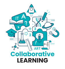Wall Mural - educational and self-development concept icons. concept for trainings, seminars, back to school, onl