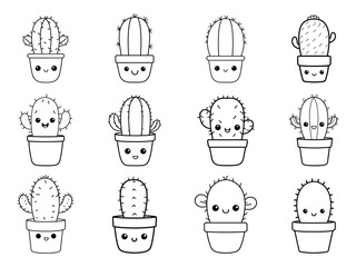 Wall Mural - Cute cactus clipart design illustration