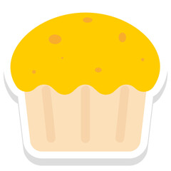 Wall Mural - Cupcake sticker vector icon in isolated background 