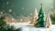 © Mounir - Festive Christmas 2025 Background with Stylized Trees and Snowflakes