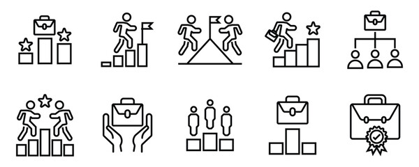 business competition icon set. containing success, goal, target, development, winner, achievement, m