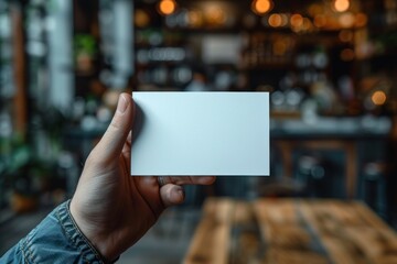 Blank Business Card Mockup in a Cozy Cafe Setting