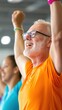 © Exnoi - A community club gathering in a local gym, with members of different ages participating in a group exercise class, emphasizing inclusivity and fitness