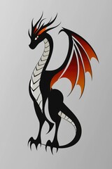 Sticker - Black and Red Dragon Illustration