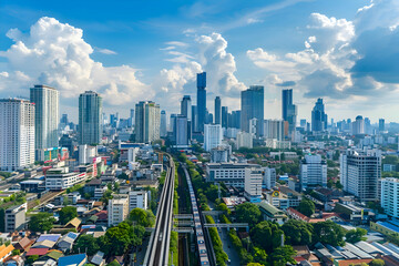 Canvas Print - city skyline with skyscrapers