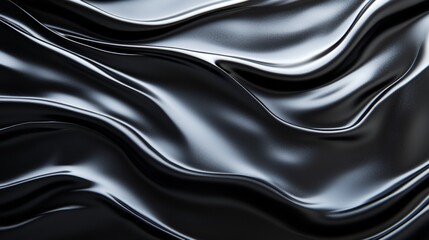 Wall Mural - A black and silver fabric with a wave pattern