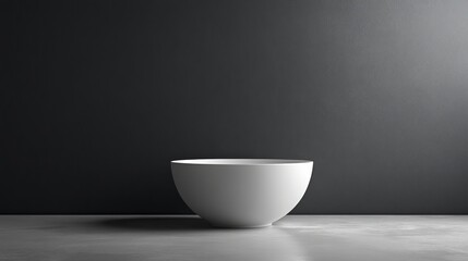 Poster - A white bowl sits on a grey wall