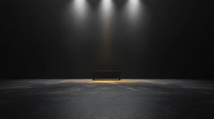 Wall Mural - A dark room with a bench in the middle