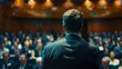 © Dashbow - Speaker at Business Conference and Presentation. Audience at the conference hall. Business and Entrepreneurship.
