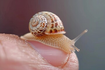 Poster - Close-up of a Snail on a Finger