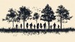 © Visual Prospects - Silhouettes of people in nature. Happy families together. , Generative AI