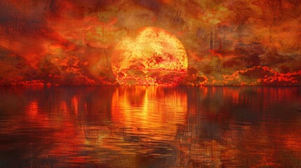 Sticker - Fiery Sunset over Calm Water