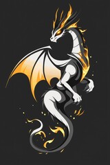 Poster - Fiery Dragon Illustration