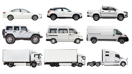 png white car design element set, transparent background