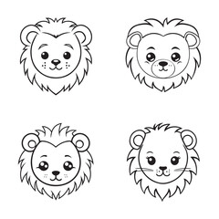 Wall Mural - Cute lion head clipart design illustration