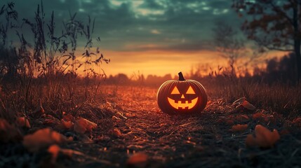 Canvas Print - halloween in a countryside halloween background