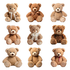 Poster - PNG teddy bear doll design element set, transparent background