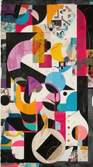 Poster - Abstract collage with geometric shapes, colors and textures.