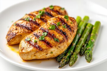 Canvas Print - Grilled Chicken Breast and Asparagus