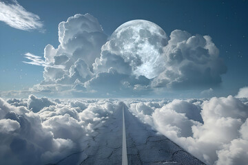 Poster - moon over the clouds