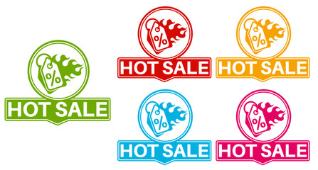 Wall Mural - set badge hot Sale icon. sale discount fire sign banner  template labels design vector illustration