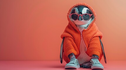 Sticker - Cool Penguin in a Hoodie