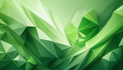 Canvas Print - The background is composed of green geometric shapes and a white light effect in light and soft tones.