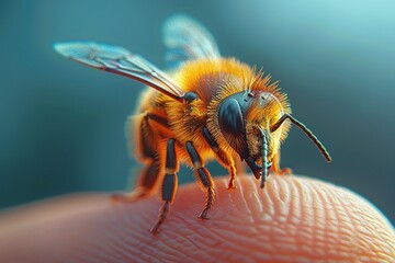 Sticker - Close Up of Bee on Fingertip