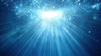 Wall Mural - abstract blue background with light rays and sparkles.