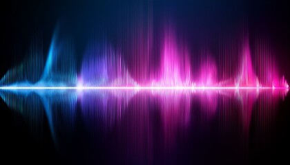 Canvas Print - The sound of music or sound wave in pink and blue colors on a dark background with copy space backs it up