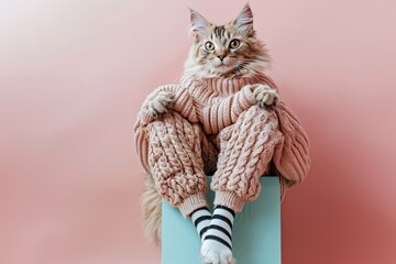 Canvas Print - Cute Cat in Knitwear