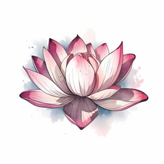 lotus flower illustration isolated on white background 