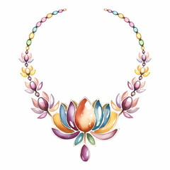 Wall Mural - lotus flower necklace delicate pink lotus and waterlily   isolated on white background