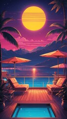 Sticker - illustrative albedo sun deck retro neon theme