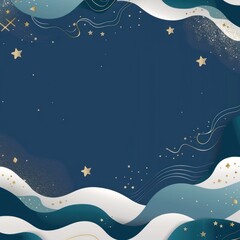 Wall Mural - abstract blue and white wavy background with gold stars.