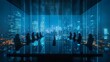© Waqas - a high-tech meeting room, holographic presentation, glass walls