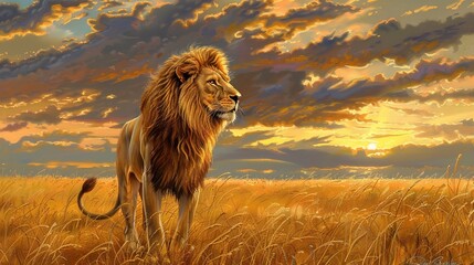 Canvas Print - Lion majestic wallpaper